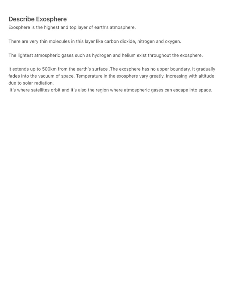 Describe Exosphere | PDF