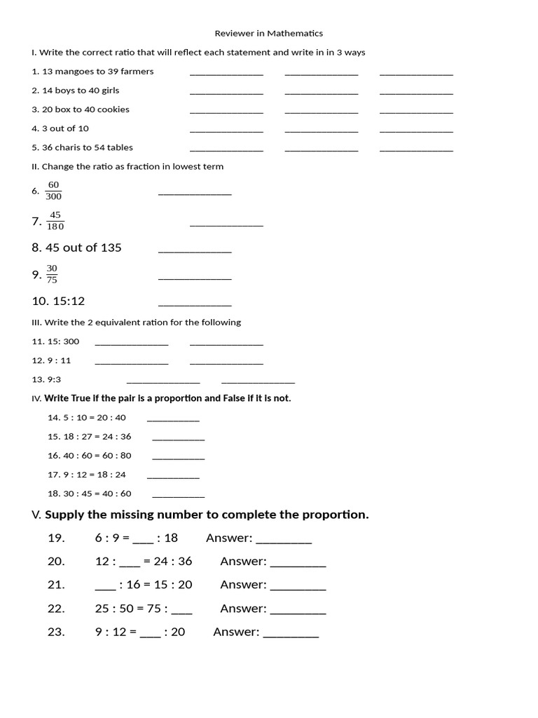 Reviewer in Mathematics | PDF | Ratio | Mathematics