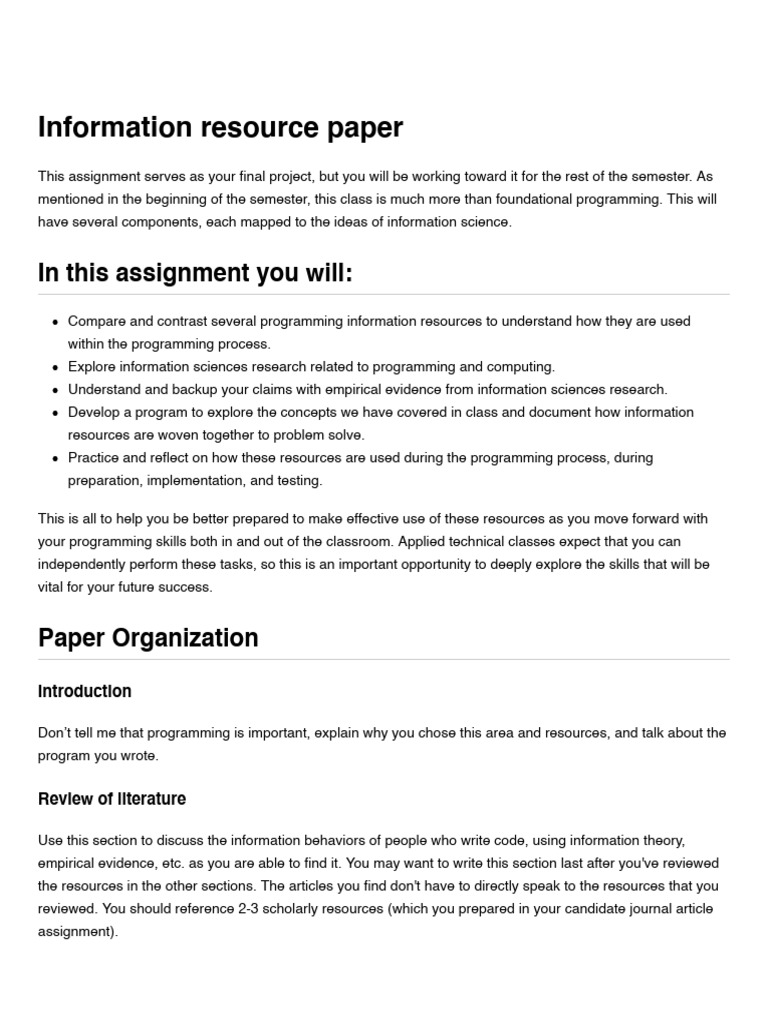 Information Resource Paper | PDF | Information | Information Science