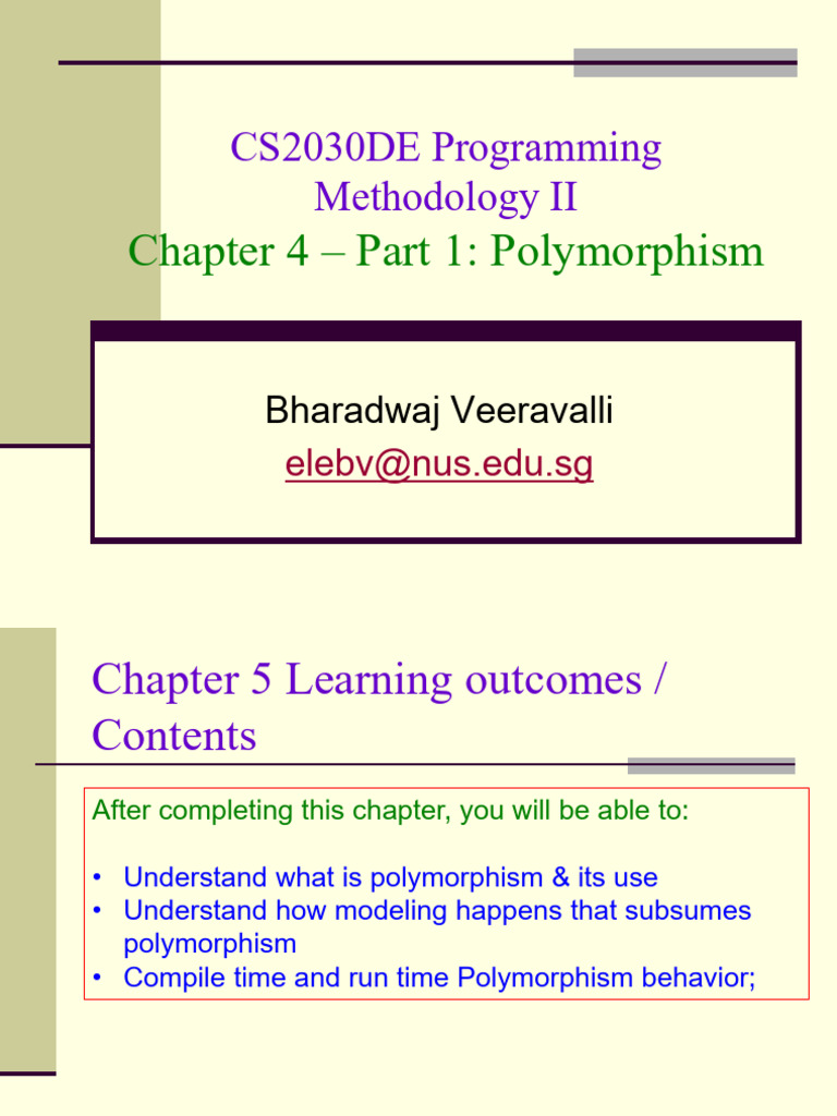 Chapter 4 Polymorphism v3 Part 1 | PDF | Method (Computer Programming ...