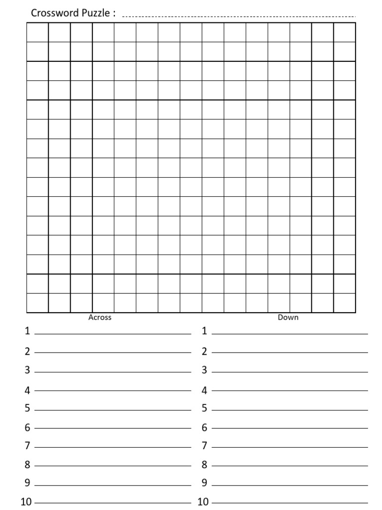 Crossword Template 1 | PDF