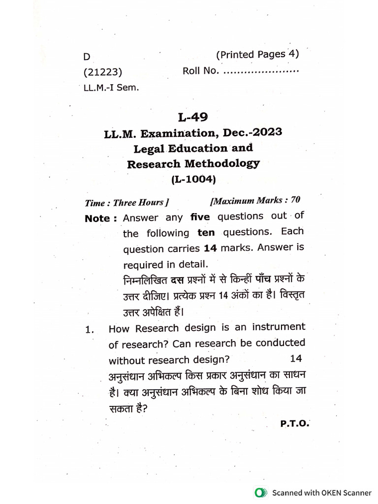 Legal Education Research Methology LLM | PDF