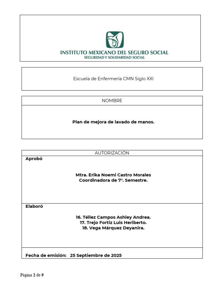 PLAN DE MEJORA Lavado de Manos | PDF | Lavado de manos | Microbiología