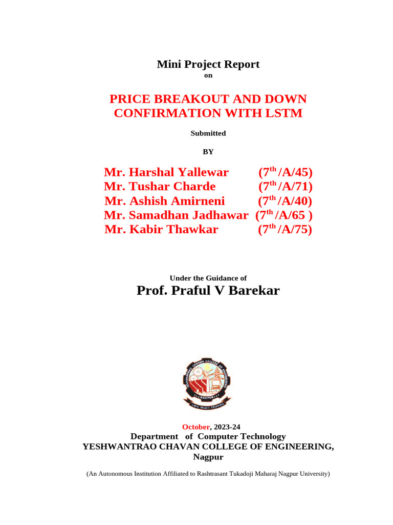 Mini Project Report Format (23-24) | PDF | Machine Learning | Mean ...