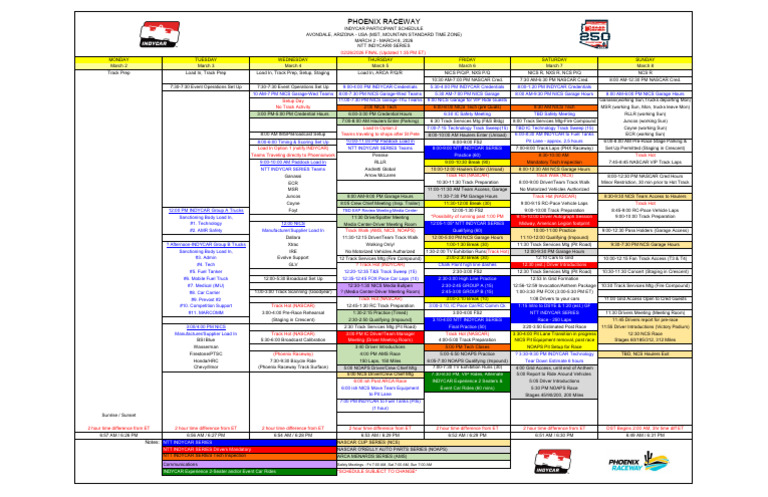 2026 Good Ranchers 250 at Phoenix Raceway Color Schedule - Original ...