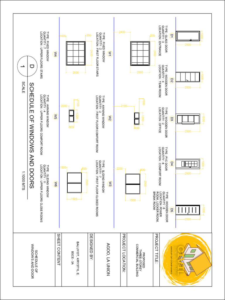 Schedule of Windows and Doors | PDF | Window | Architectural Elements