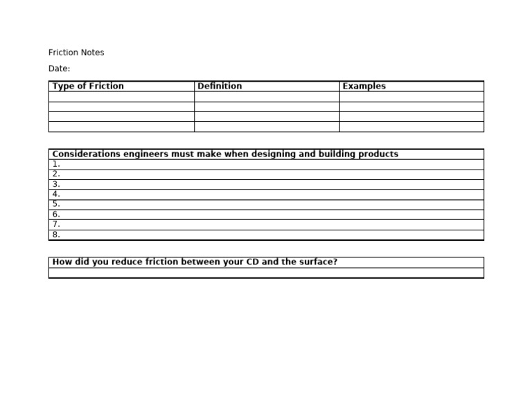 Friction Notes | PDF
