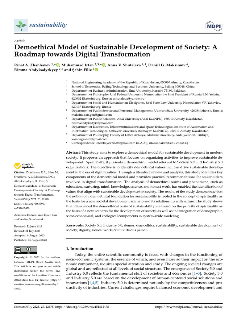 8 Sustainability 15 12478 | PDF | Sustainability | Sustainable Development