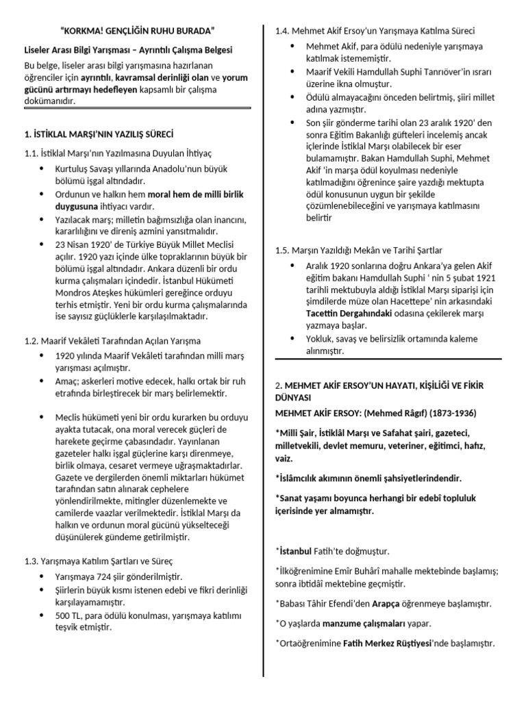 Korkma! Gençliğin Ruhu Burada - Çalışma Belgesi | PDF