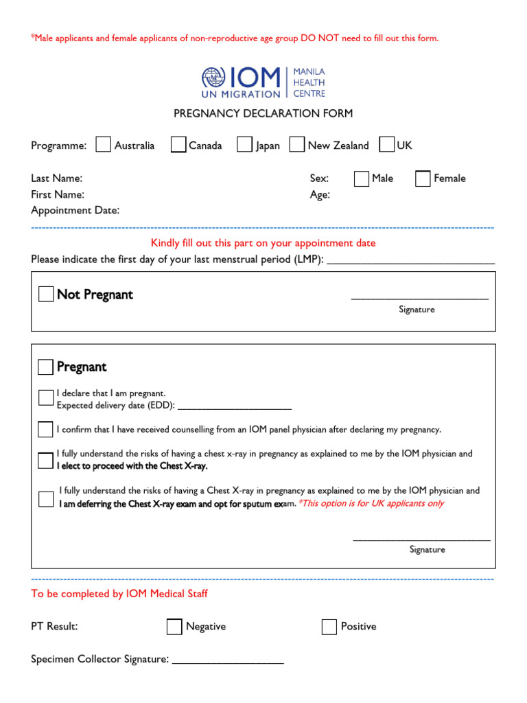 MHC Pregnancy Declaration Form - June 2025 | PDF