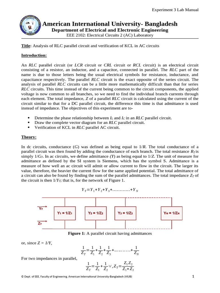 Ec2 Ac Lab Exp 3 Student Manual | PDF | Electrical Network | Series And ...