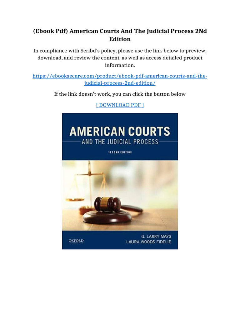 (Ebook PDF) American Courts and The Judicial Process 2nd Edition | PDF