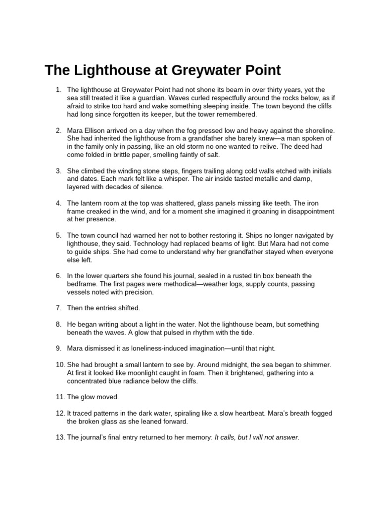The Lighthouse at Greywater Point | PDF | Lighthouse
