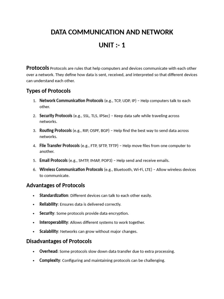 Data Communication and Network Unit 1 | PDF | Computer Network ...