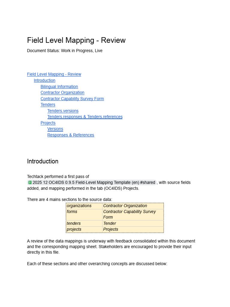 2026 01 Field Level Mapping Review #WIP #LIVE | PDF | Identifier ...