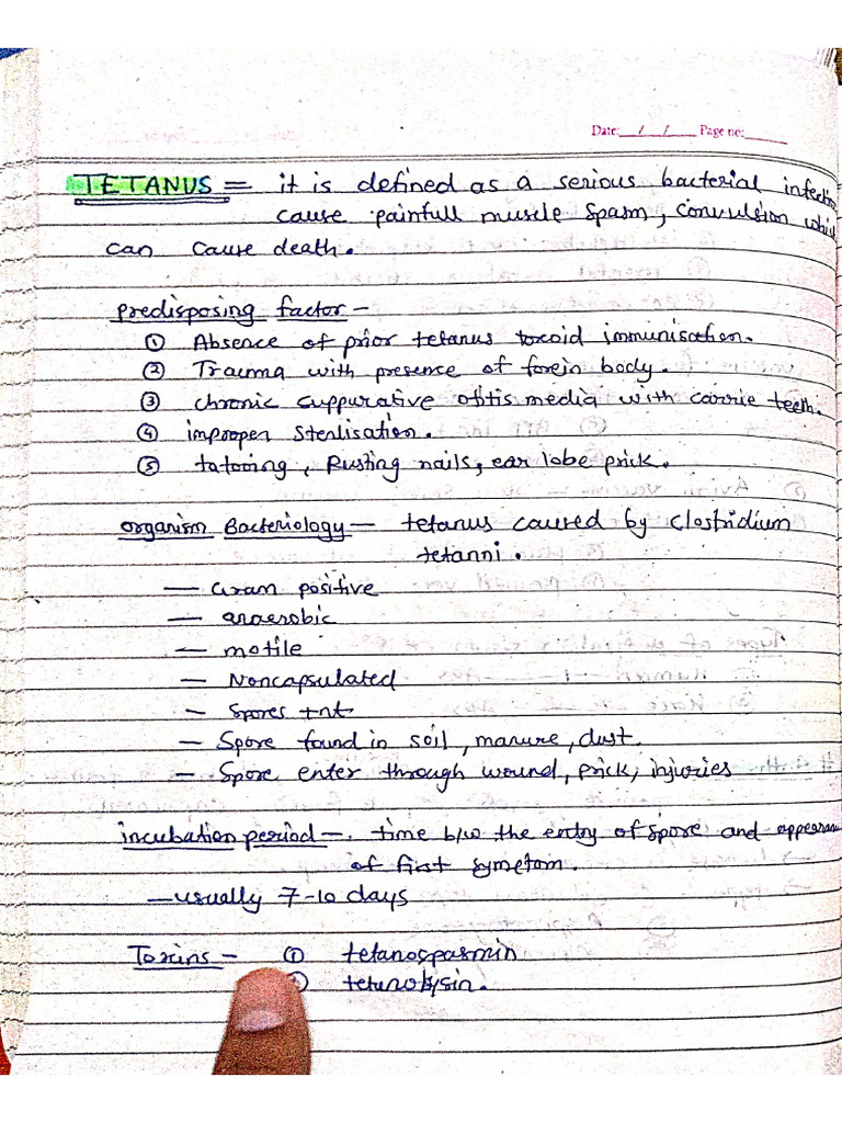 Tetanus 10 Marks | PDF