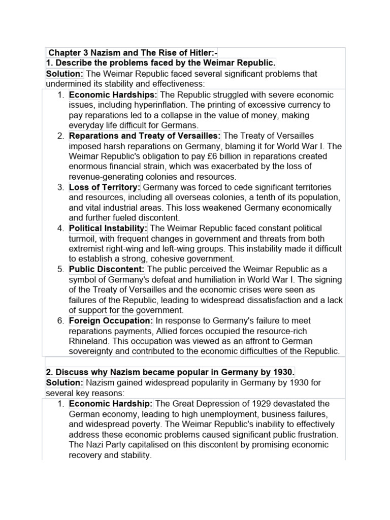 Nazism and The Rise of Hitler | PDF | Nazism | Weimar Republic