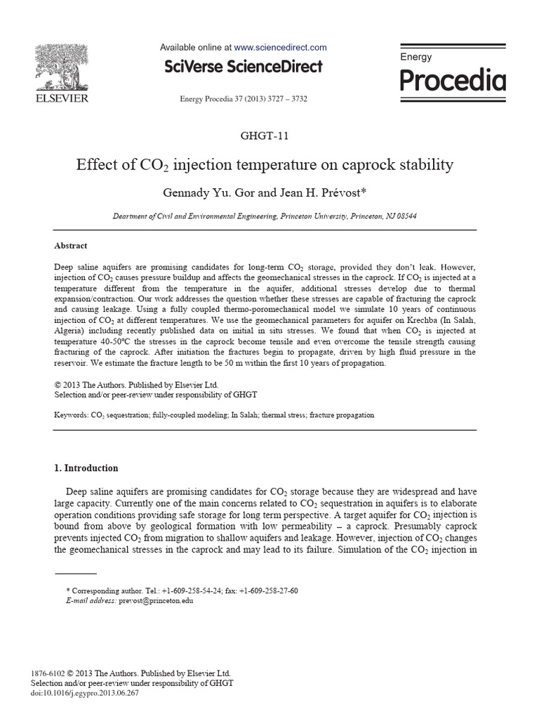 36 Effect of CO2 Injection Temperature On Caprock Sta | PDF | Stress ...