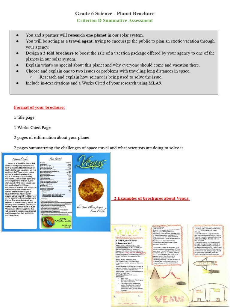 Leng 6.5 Copy of G6 Sci - Crit D - Planet Brochure | PDF | Planets | Saturn