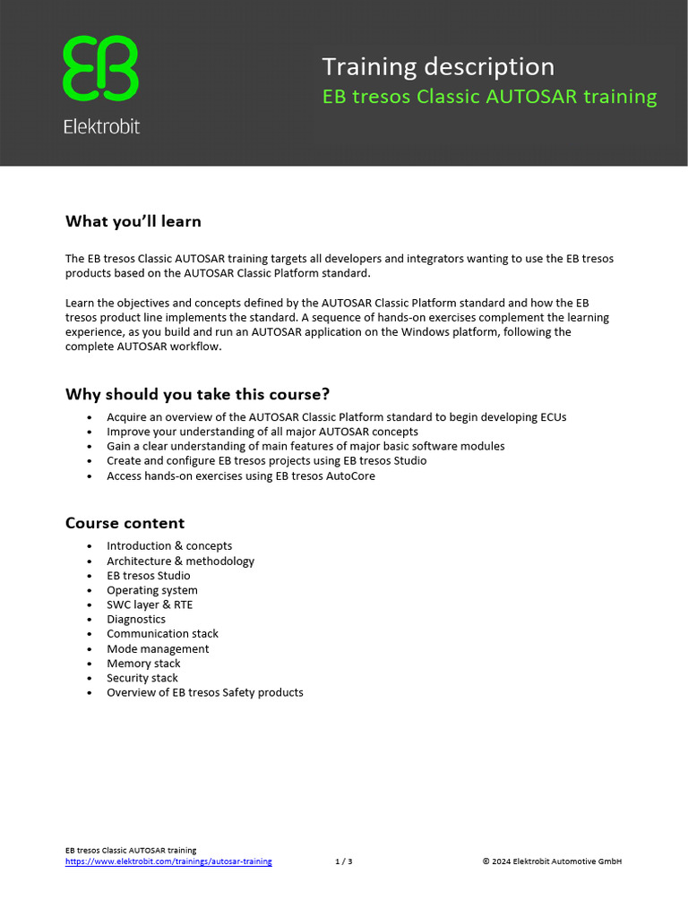 Eb Tresos Classic Autosar Training Description | PDF | Computer Science ...