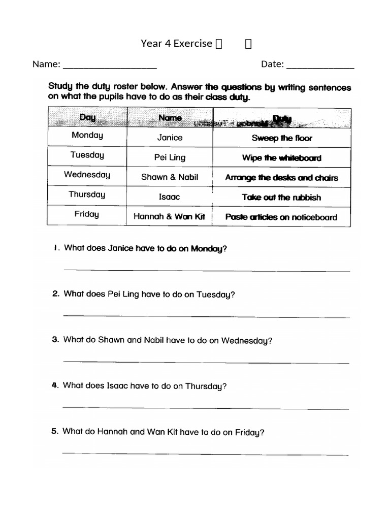 Year 4 Worksheet (1.5) | PDF