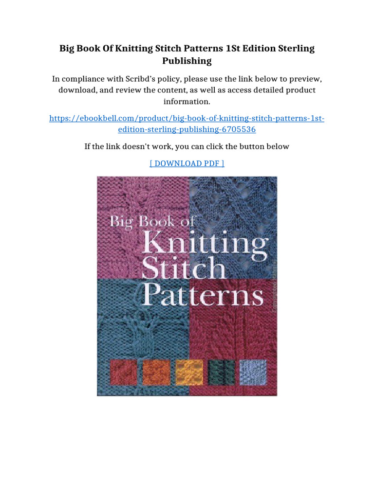 Big Book of Knitting Stitch Patterns 1st Edition Sterling Publishing ...