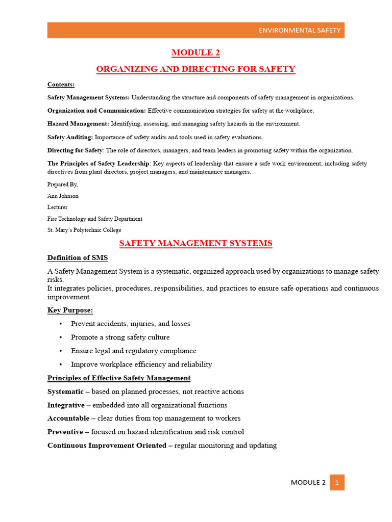 Module 2-Es Notes | PDF | Safety | Occupational Safety And Health