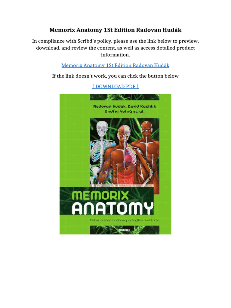 Memorix Anatomy 1st Edition Radovan Hudák Available All Format