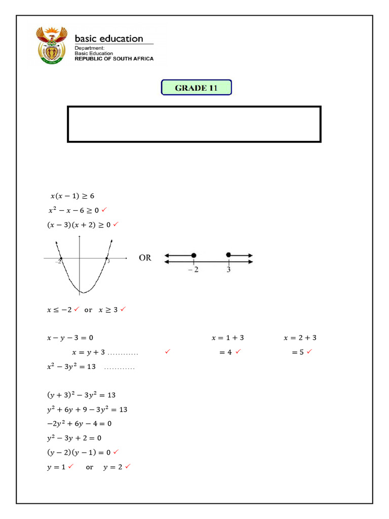 Grade 11 Topic Test Marking Guidlines | PDF