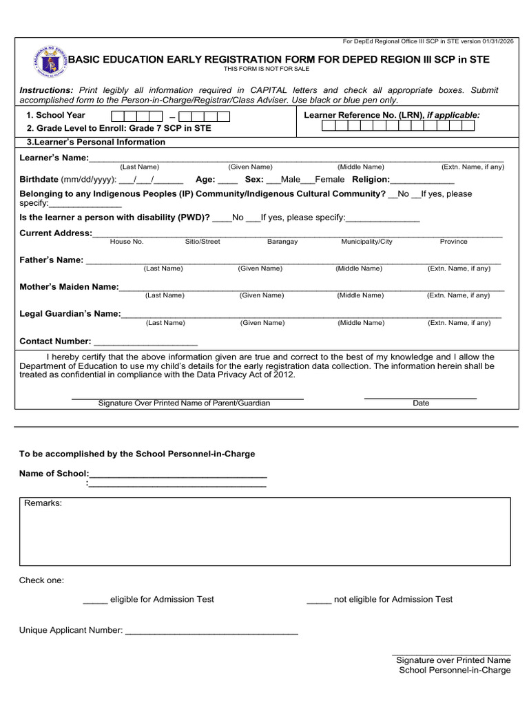 Application Form SCP STE 2026 | PDF