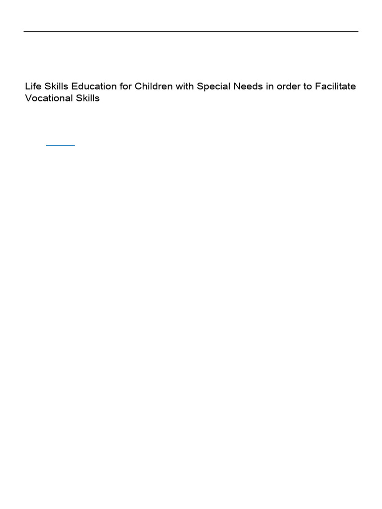 Life Skills Education For Children With Special Ne | PDF | Disability ...