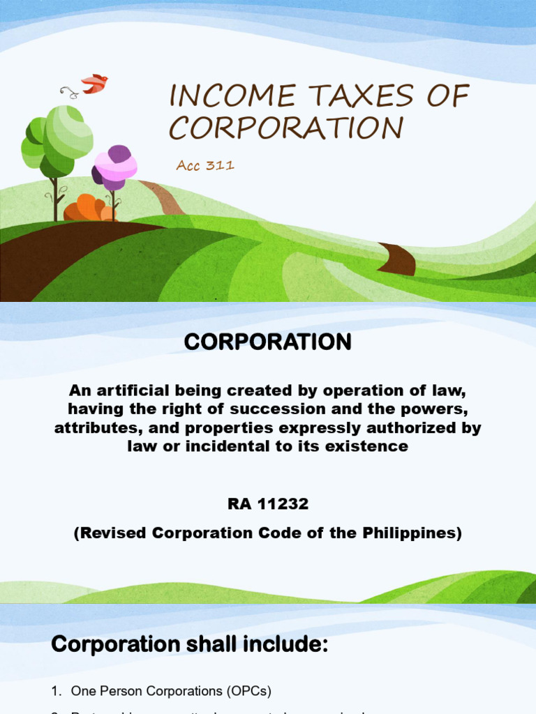 Corporate Tax Part1 | PDF | Capital Gains Tax | Gross Income