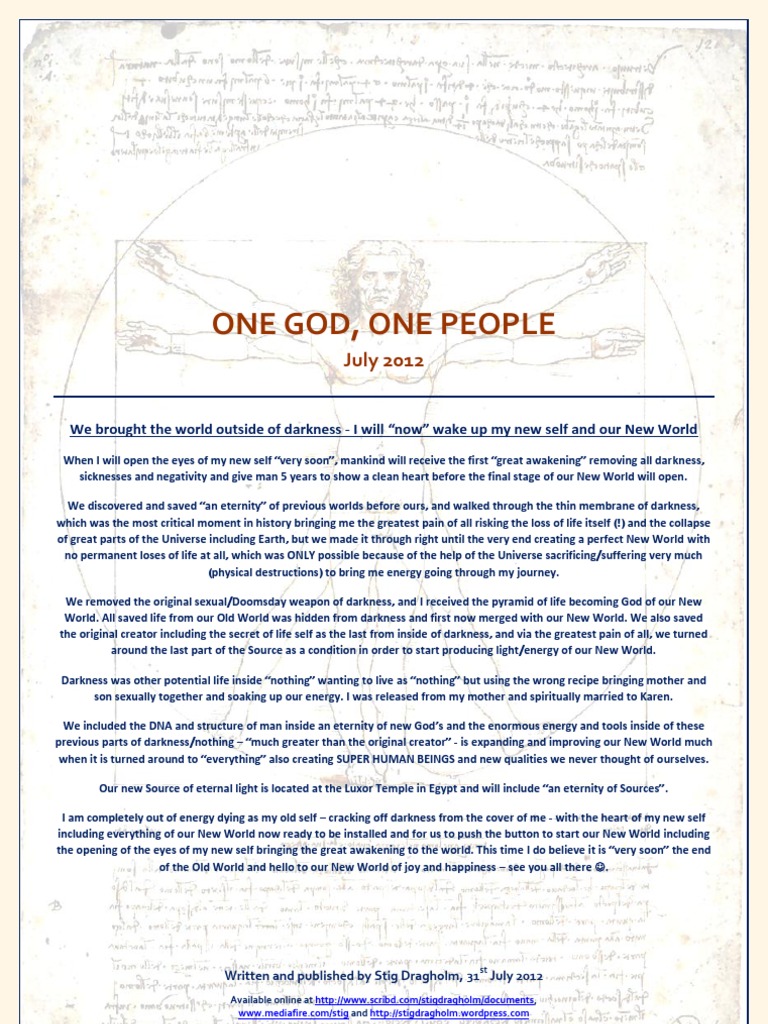 One God One People July 12 Pain Genesis Creation Narrative