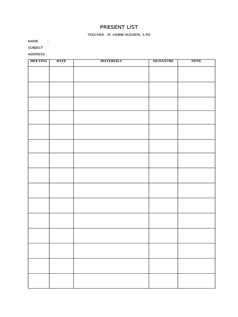 Present List Zander | PDF