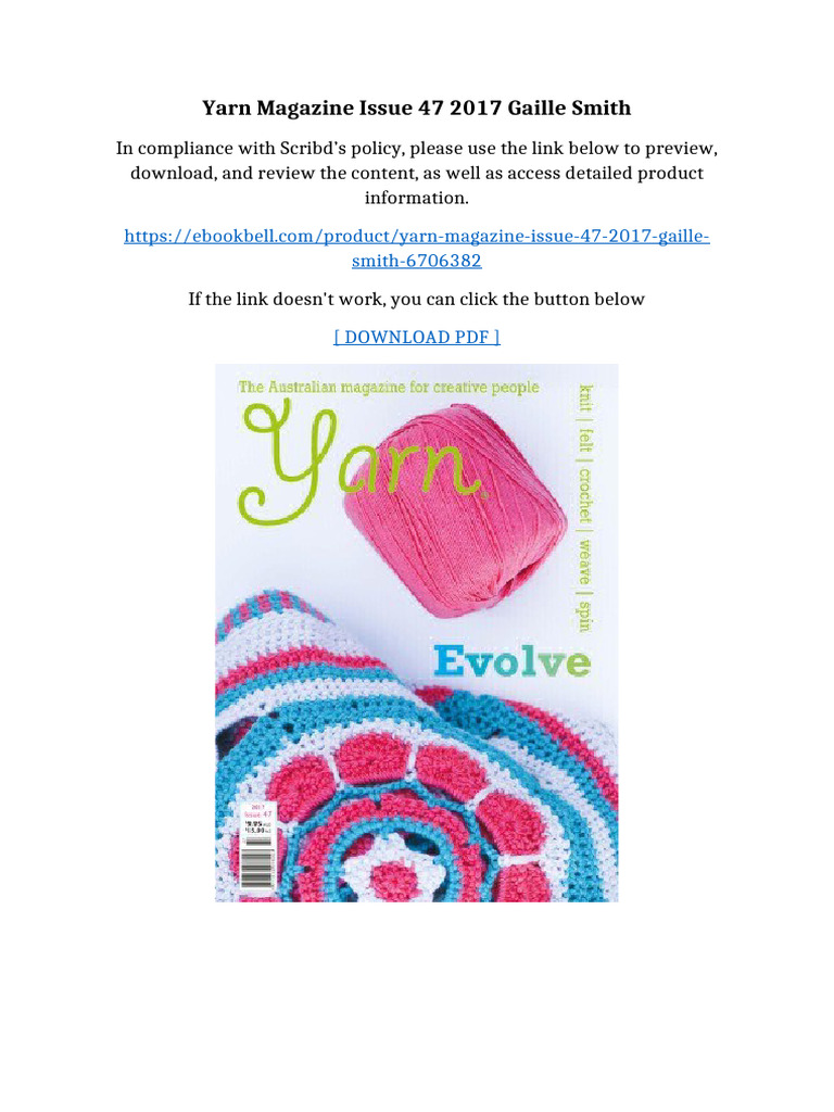 Yarn Magazine Issue 47 2017 Gaille Smith Available All Format | PDF ...