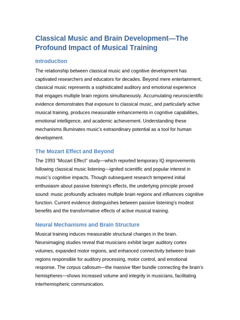 Article 3 Classical Music Brain Development | PDF