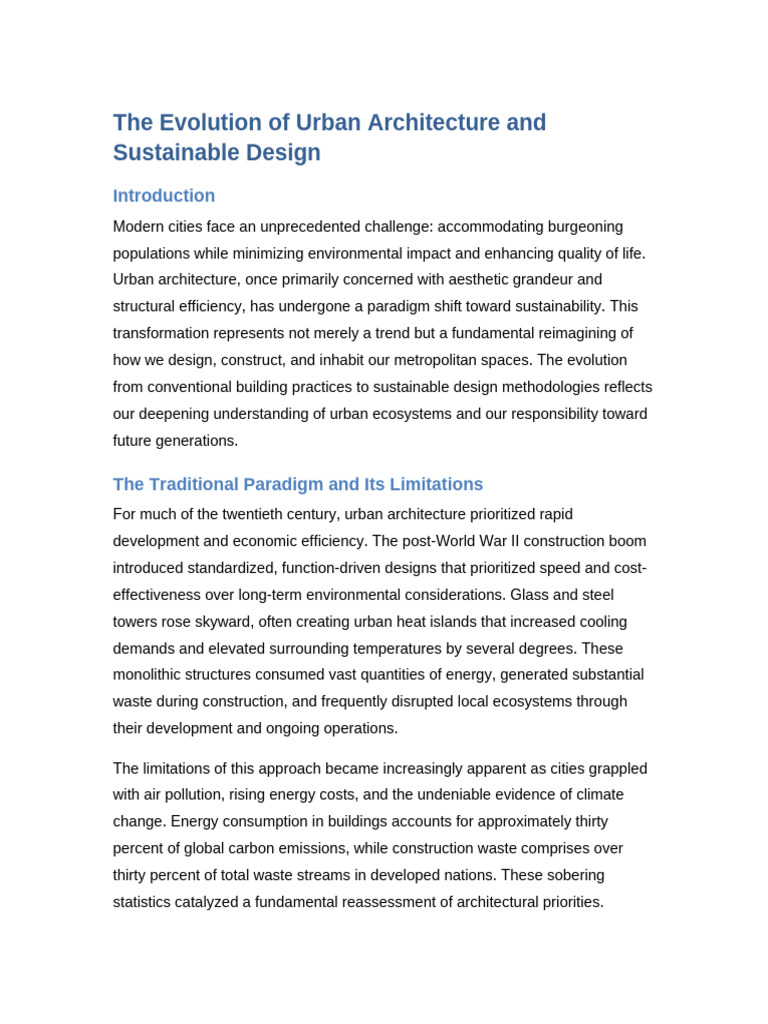Article 1 Urban Architecture Sustainable Design | PDF | Sustainable ...