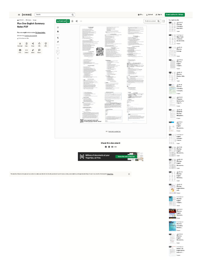 Www Scribd Com Document 764731926 Plus One English Micro Short Points ...