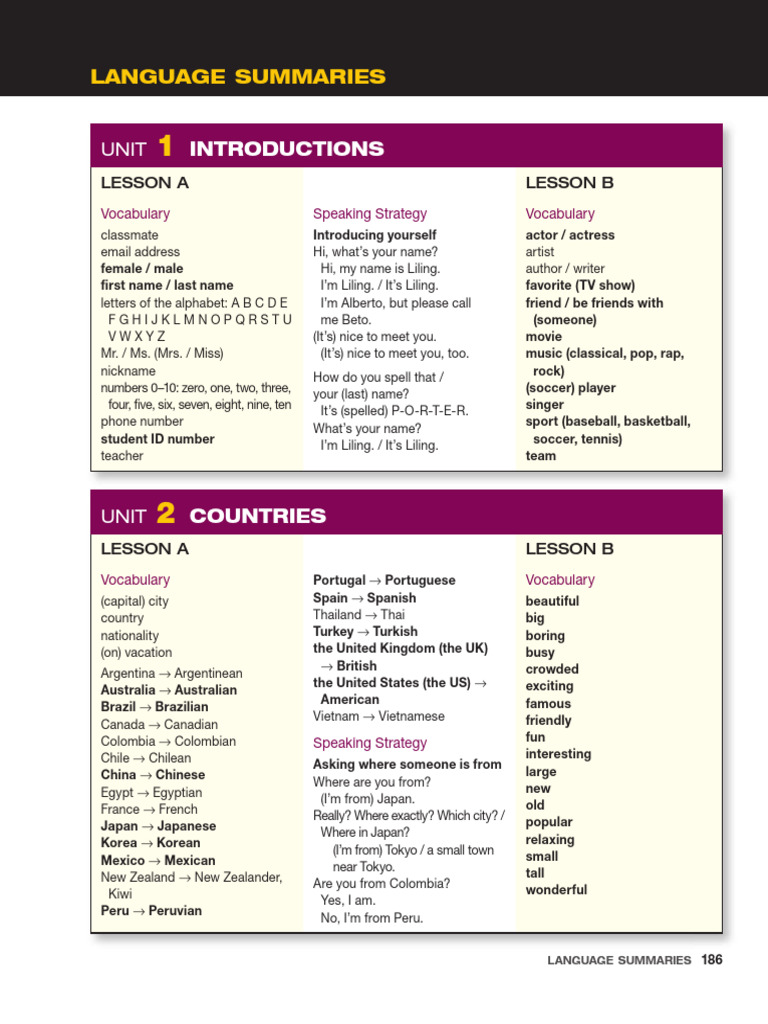 Basic 01 Icpna Summary | PDF | Grammatical Number | Noun