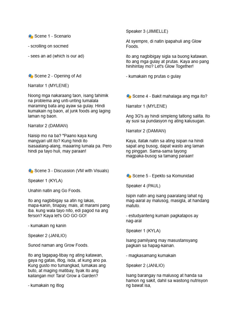 Final Script For Nutri Ad Jasper | PDF