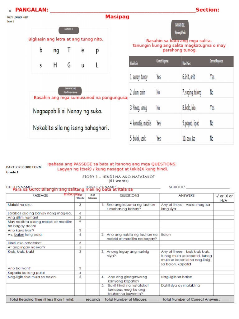 Crla - Assessment Tool For Pre Test | PDF