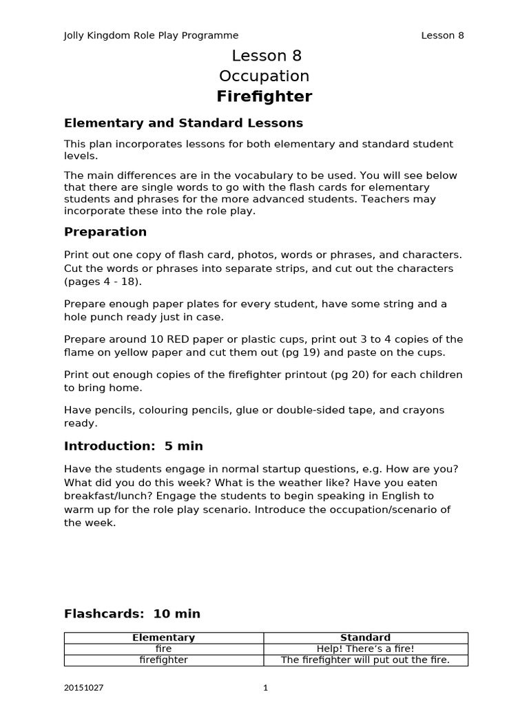 Role Play Lesson 08 - Firefighter | PDF | Fire Engine