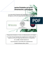 Índice de la publicación "Respuestas Estatales en torno a la Alimentación y al Cuidado. Los casos de los Programas de Transferencia Condicionada de Ingreso y el Plan de Seguridad Alimentaria en Argentina",  N° de ISBN: 978-987-28100-0-9.  Laura Pautassi y Carla Zibecchi (compiladoras), Ciudad de Buenos Aires, 2012. 