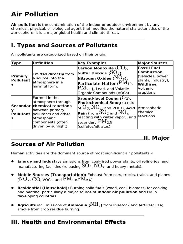 Env-Sci (Pollution) Short Notes | PDF | Air Pollution | Water Pollution