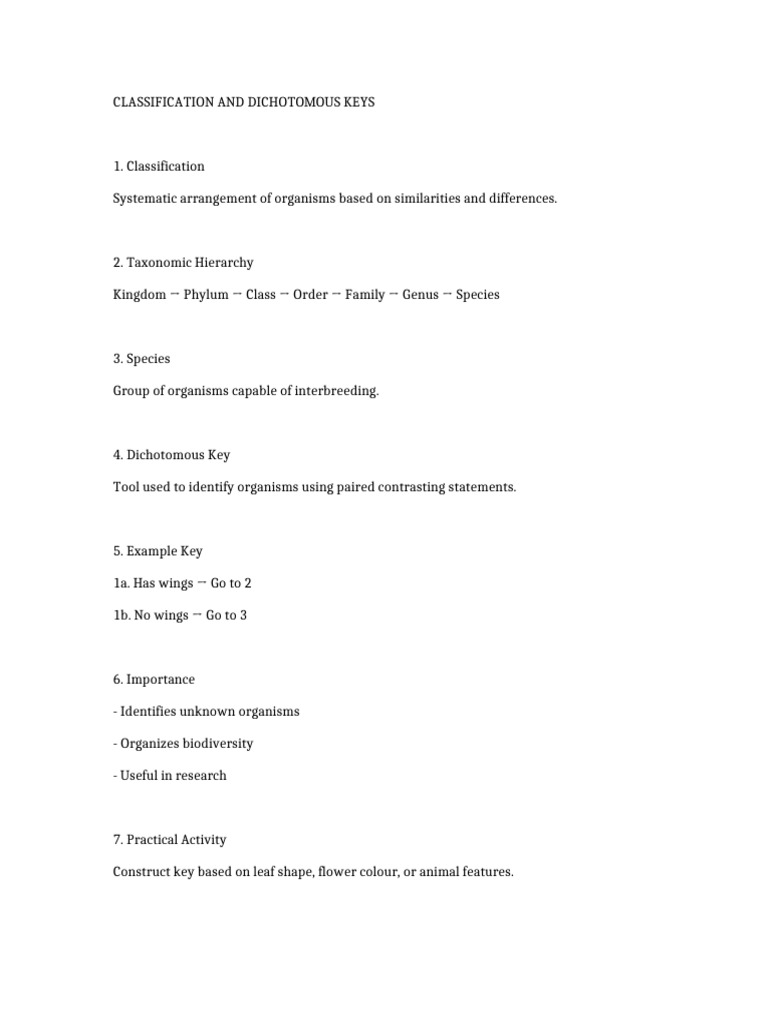 5 Classification and Dichotomous Keys | PDF