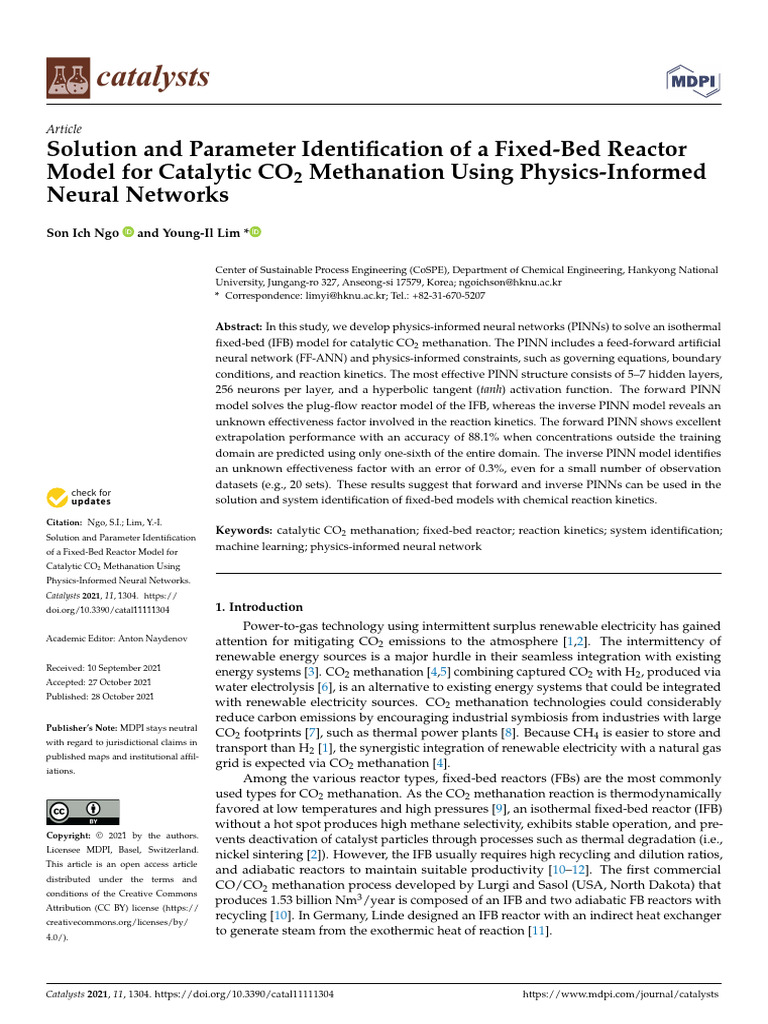 Catalysts 11 01304 v2 | PDF | Chemical Reactor | Partial Differential ...