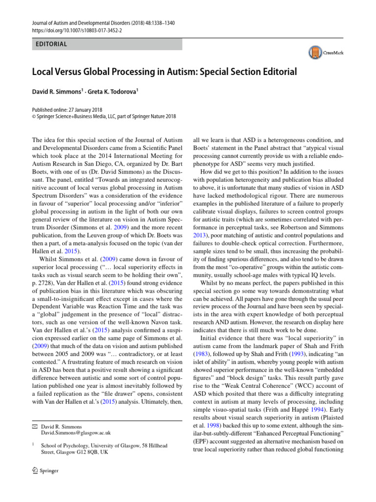 Local Versus Global Processing in Autism | PDF | Autism | Mental Processes