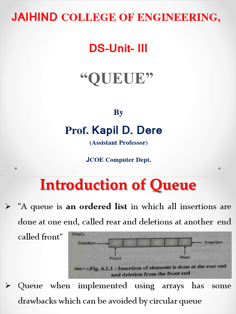 Unit-3 DS Queue | PDF | Queue (Abstract Data Type) | Algorithms And ...