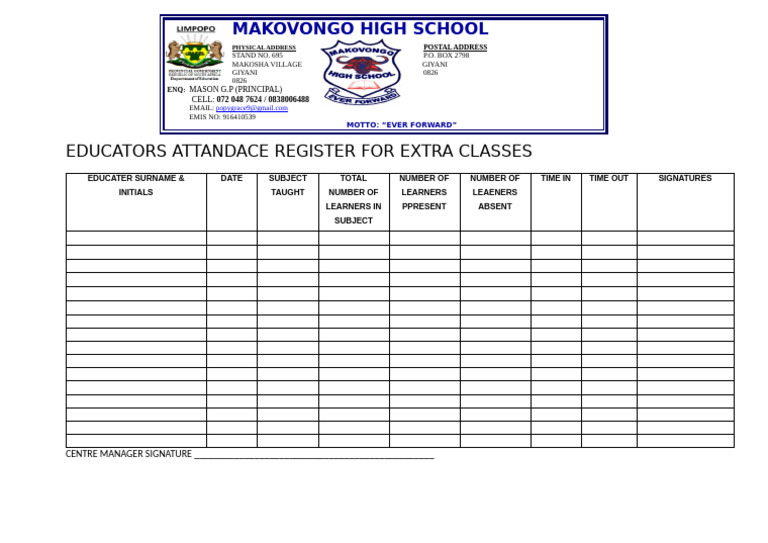 Educators Attandace Register For Extra Classes | PDF