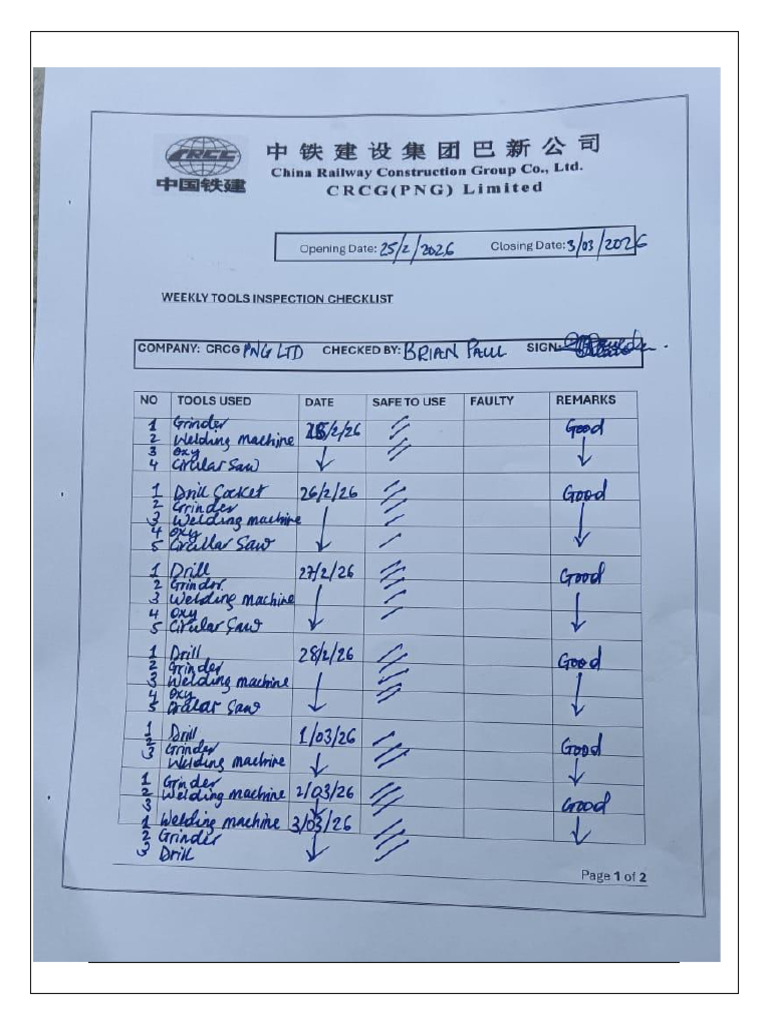 Tools Checklist | PDF